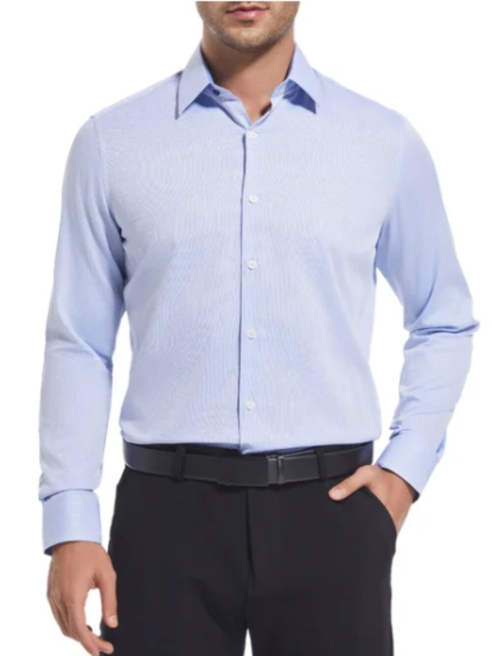 Duchamp Men's Slim Fit Dress Shirt Blue Size XL 17-35 7/8